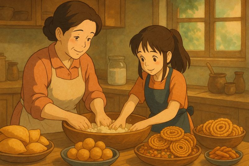 Hands preparing dough for homemade snacks