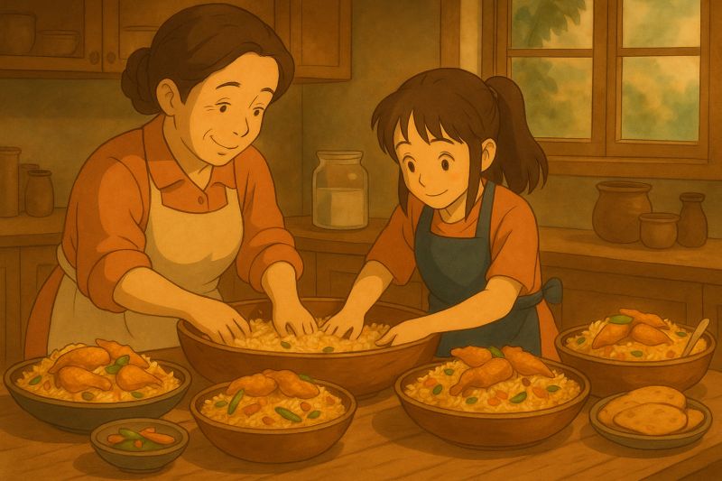 Mom preparing snacks in the kitchen